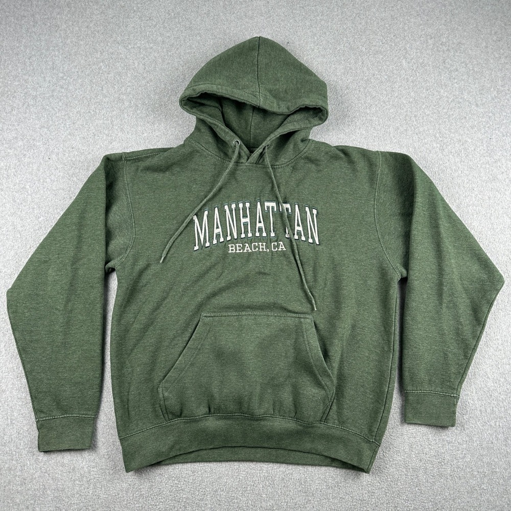Pacific & Co Hoodie Mens Small Green Manhattan Beach CA Pullover Graphic Fleece